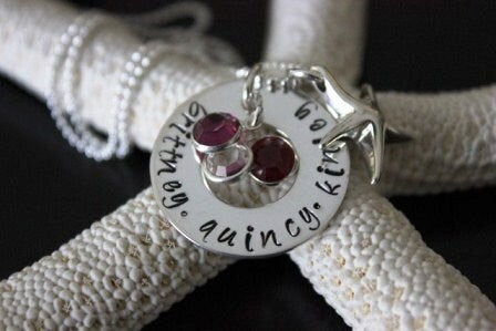 Beachy Mom Jewelry  Custom Sterling Silver Hand Stamped Seaside Infinity Necklace