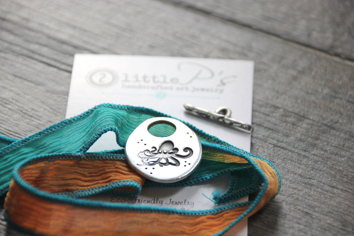Ships Today, Silk Wrap Bracelet Nautical Beachy Octopus Beach Lover NEW DESIGN
