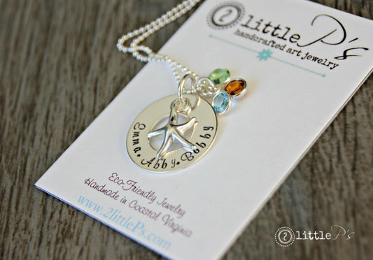 Beachy Mom Jewelry  Custom Sterling Silver Hand Stamped Seaside Infinity Necklace
